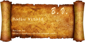 Badiu Vitold névjegykártya